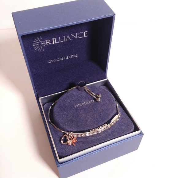 Brilliance Fine Silver Plated INSPIRED Crystal Bar Bracelet - Picture 3 of 5